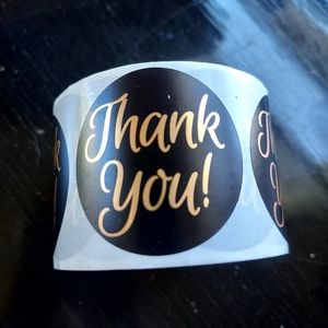 Thank You Stickers, Gloss Black/Copper, 250/Roll
